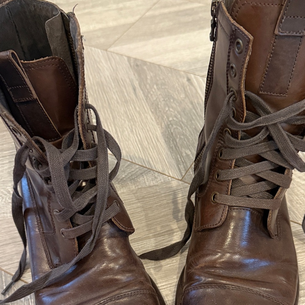John Varvatos Brown Leather Boots - Picture 3 of 9